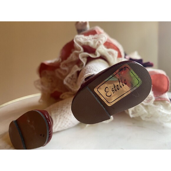 Brinn Porcelain Doll Brunette Curls Brown Eye Pink Dress Cloth Body 15in ESTELLE - Picture 3 of 3